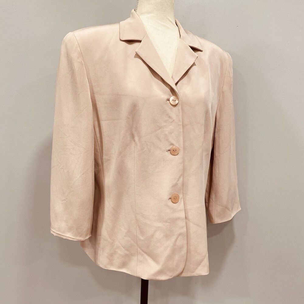 Josephine Chaus 12 Pink Silk Blend Blazer Suit Jacket Classy Business Academia